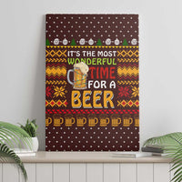Christmas Its The Most Wonderful Time For A Beer Canvas Wall Art Xmas Holiday Patterns - Wonder Print Shop