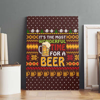 Christmas Its The Most Wonderful Time For A Beer Canvas Wall Art Xmas Holiday Patterns - Wonder Print Shop