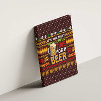 Christmas Its The Most Wonderful Time For A Beer Canvas Wall Art Xmas Holiday Patterns - Wonder Print Shop