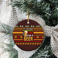 Christmas Its The Most Wonderful Time For A Beer Ceramic Ornament Xmas Holiday Patterns - Wonder Print Shop