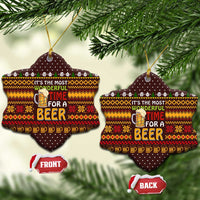 Christmas Its The Most Wonderful Time For A Beer Ceramic Ornament Xmas Holiday Patterns - Wonder Print Shop