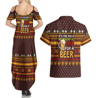 Christmas Its The Most Wonderful Time For A Beer Couples Matching Summer Maxi Dress and Hawaiian Shirt Xmas Holiday Patterns - Wonder Print Shop