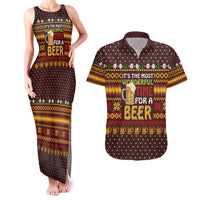 Christmas Its The Most Wonderful Time For A Beer Couples Matching Tank Maxi Dress and Hawaiian Shirt Xmas Holiday Patterns - Wonder Print Shop