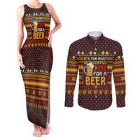 Christmas Its The Most Wonderful Time For A Beer Couples Matching Tank Maxi Dress and Long Sleeve Button Shirt Xmas Holiday Patterns - Wonder Print Shop