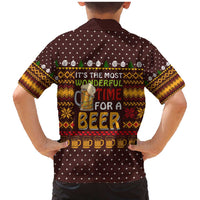 Christmas Its The Most Wonderful Time For A Beer Family Matching Mermaid Dress and Hawaiian Shirt Xmas Holiday Patterns - Wonder Print Shop