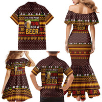 Christmas Its The Most Wonderful Time For A Beer Family Matching Mermaid Dress and Hawaiian Shirt Xmas Holiday Patterns - Wonder Print Shop