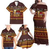 Christmas Its The Most Wonderful Time For A Beer Family Matching Off Shoulder Maxi Dress and Hawaiian Shirt Xmas Holiday Patterns - Wonder Print Shop