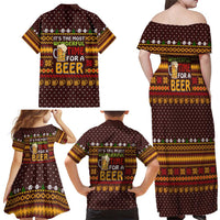 Christmas Its The Most Wonderful Time For A Beer Family Matching Off Shoulder Maxi Dress and Hawaiian Shirt Xmas Holiday Patterns - Wonder Print Shop