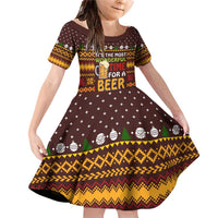 Christmas Its The Most Wonderful Time For A Beer Family Matching Off Shoulder Short Dress and Hawaiian Shirt Xmas Holiday Patterns - Wonder Print Shop