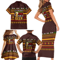 Christmas Its The Most Wonderful Time For A Beer Family Matching Short Sleeve Bodycon Dress and Hawaiian Shirt Xmas Holiday Patterns - Wonder Print Shop