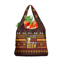 Christmas Its The Most Wonderful Time For A Beer Grocery Bag Xmas Holiday Patterns - Wonder Print Shop