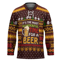 Christmas Its The Most Wonderful Time For A Beer Hockey Jersey Xmas Holiday Patterns - Wonder Print Shop