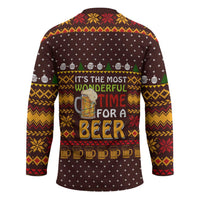 Christmas Its The Most Wonderful Time For A Beer Hockey Jersey Xmas Holiday Patterns - Wonder Print Shop