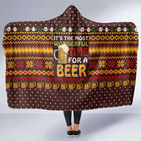 Christmas Its The Most Wonderful Time For A Beer Hooded Blanket Xmas Holiday Patterns - Wonder Print Shop