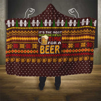 Christmas Its The Most Wonderful Time For A Beer Hooded Blanket Xmas Holiday Patterns - Wonder Print Shop