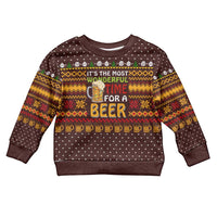 Christmas Its The Most Wonderful Time For A Beer Kid Ugly Christmas Sweater Xmas Holiday Patterns - Wonder Print Shop