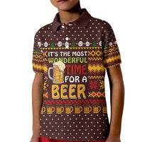 Christmas Its The Most Wonderful Time For A Beer Kid Polo Shirt Xmas Holiday Patterns - Wonder Print Shop