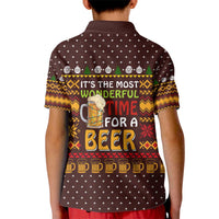 Christmas Its The Most Wonderful Time For A Beer Kid Polo Shirt Xmas Holiday Patterns - Wonder Print Shop