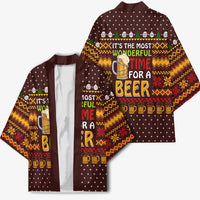 Christmas Its The Most Wonderful Time For A Beer Kimono Xmas Holiday Patterns - Wonder Print Shop