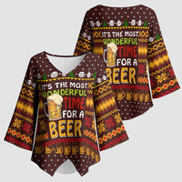 Christmas Its The Most Wonderful Time For A Beer Kimono Sleeve Blouse Xmas Holiday Patterns - Wonder Print Shop