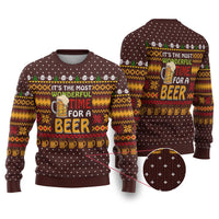 Christmas Its The Most Wonderful Time For A Beer Ugly Christmas Sweater Xmas Holiday Patterns - Wonder Print Shop