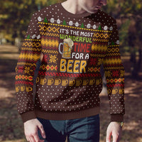 Christmas Its The Most Wonderful Time For A Beer Ugly Christmas Sweater Xmas Holiday Patterns - Wonder Print Shop