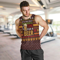 Christmas Its The Most Wonderful Time For A Beer Men Tank Top Xmas Holiday Patterns - Wonder Print Shop
