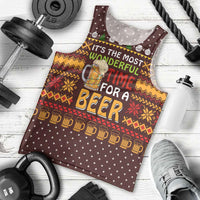 Christmas Its The Most Wonderful Time For A Beer Men Tank Top Xmas Holiday Patterns - Wonder Print Shop