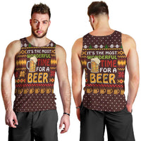 Christmas Its The Most Wonderful Time For A Beer Men Tank Top Xmas Holiday Patterns - Wonder Print Shop