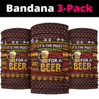Christmas Its The Most Wonderful Time For A Beer Neck Gaiter Xmas Holiday Patterns - Wonder Print Shop