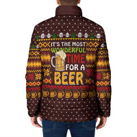 Christmas Its The Most Wonderful Time For A Beer Padded Jacket Xmas Holiday Patterns - Wonder Print Shop