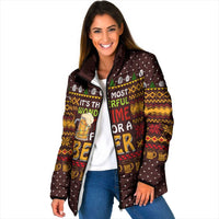 Christmas Its The Most Wonderful Time For A Beer Padded Jacket Xmas Holiday Patterns - Wonder Print Shop