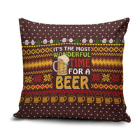 Christmas Its The Most Wonderful Time For A Beer Pillow Cover Xmas Holiday Patterns - Wonder Print Shop