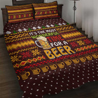 Christmas Its The Most Wonderful Time For A Beer Quilt Bed Set Xmas Holiday Patterns - Wonder Print Shop