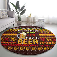 Christmas Its The Most Wonderful Time For A Beer Round Carpet Xmas Holiday Patterns - Wonder Print Shop