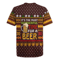 Christmas Its The Most Wonderful Time For A Beer Rugby Jersey Xmas Holiday Patterns - Wonder Print Shop