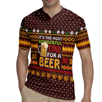 Christmas Its The Most Wonderful Time For A Beer Rugby Jersey Xmas Holiday Patterns - Wonder Print Shop
