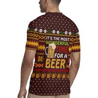 Christmas Its The Most Wonderful Time For A Beer Rugby Jersey Xmas Holiday Patterns - Wonder Print Shop