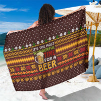 Christmas Its The Most Wonderful Time For A Beer Sarong Xmas Holiday Patterns - Wonder Print Shop