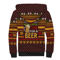 Christmas Its The Most Wonderful Time For A Beer Sherpa Hoodie Xmas Holiday Patterns - Wonder Print Shop
