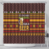 Christmas Its The Most Wonderful Time For A Beer Shower Curtain Xmas Holiday Patterns - Wonder Print Shop