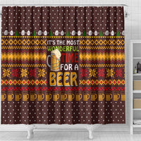 Christmas Its The Most Wonderful Time For A Beer Shower Curtain Xmas Holiday Patterns - Wonder Print Shop