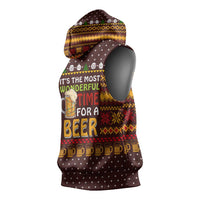 Christmas Its The Most Wonderful Time For A Beer Sleeveless Hoodie Xmas Holiday Patterns - Wonder Print Shop