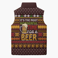 Christmas Its The Most Wonderful Time For A Beer Sleeveless Puffer Jacket Xmas Holiday Patterns - Wonder Print Shop