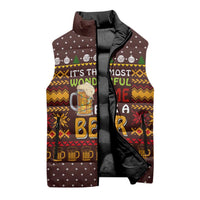 Christmas Its The Most Wonderful Time For A Beer Sleeveless Puffer Jacket Xmas Holiday Patterns - Wonder Print Shop