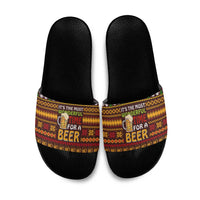 Christmas Its The Most Wonderful Time For A Beer Slide Sandals Xmas Holiday Patterns - Wonder Print Shop