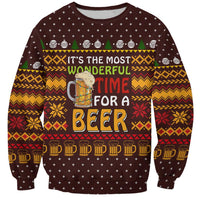 Christmas Its The Most Wonderful Time For A Beer Sweatshirt Xmas Holiday Patterns - Wonder Print Shop