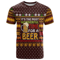 Christmas Its The Most Wonderful Time For A Beer T Shirt Xmas Holiday Patterns - Wonder Print Shop