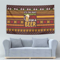 Christmas Its The Most Wonderful Time For A Beer Tapestry Xmas Holiday Patterns - Wonder Print Shop