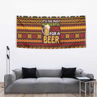 Christmas Its The Most Wonderful Time For A Beer Tapestry Xmas Holiday Patterns - Wonder Print Shop